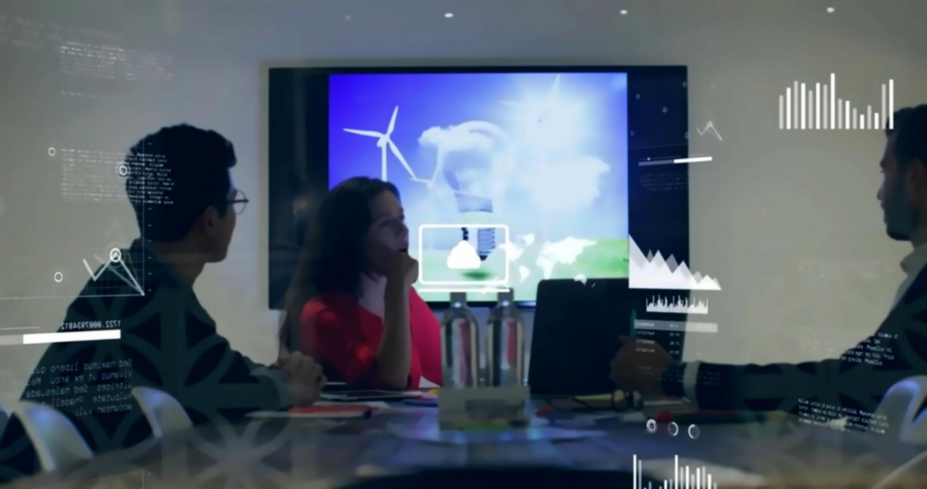 Students studying oceanic ecology remotely using digital devices with ocean backdrop